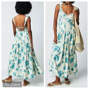Free People Floral Blue and White Dress